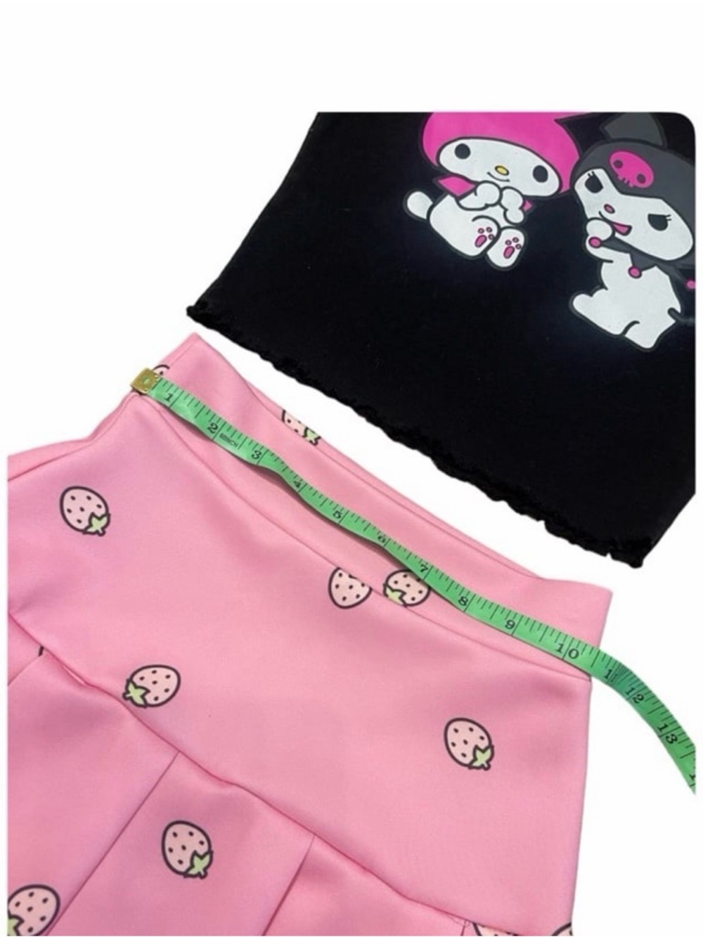 Sanrio My Melody Kuromi 2 Piece Set Crop Top & Skirt Pink Strawberry XS - Picture 2 of 6